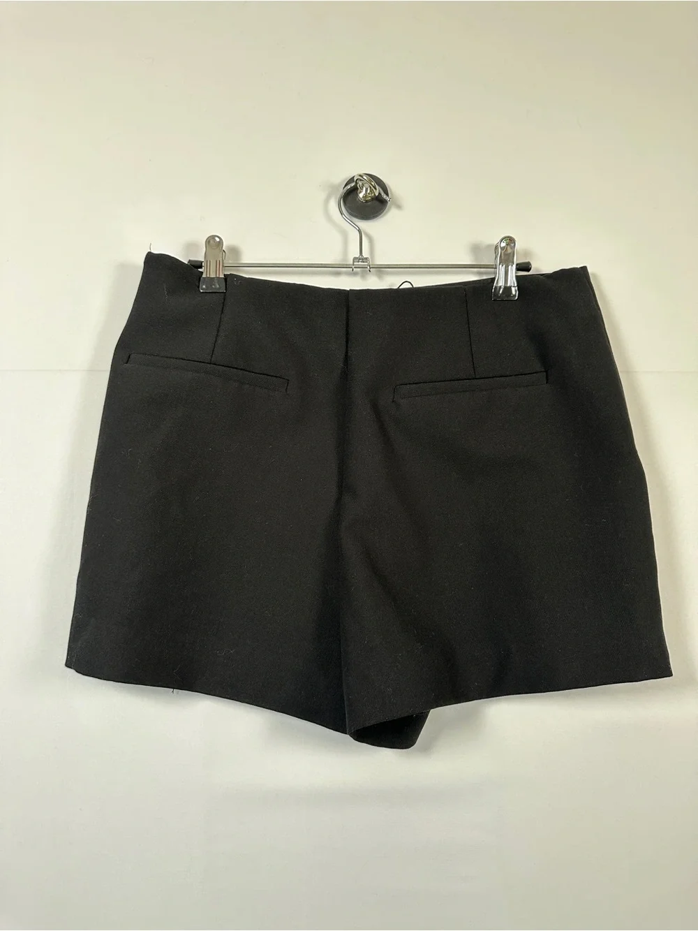 Zara High Rise Tailored Black Wrap Mini Skort Size Large - Picture 4 of 7